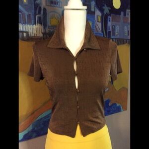 H&M DIVIDED Button Front Shiny Jersey Short Top M